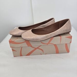 NWT Via Spiga Lilac Copper Ballet Flats Linen Leather Round Toe Classic size 8